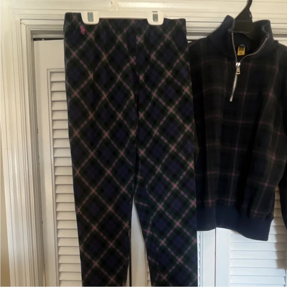 Polo Ralph Lauren Blue and Green Plaid Half-Zip Jacket
